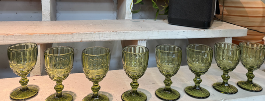 VTG Olive Green Goblet Set of 2
